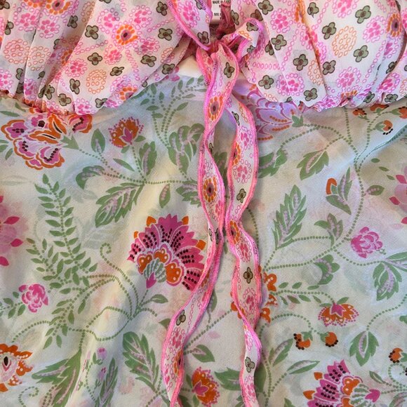 Vintage Cinema Etoile Pastel Floral Babydoll Chemise Nightie Set Y2K M - Picture 6 of 10